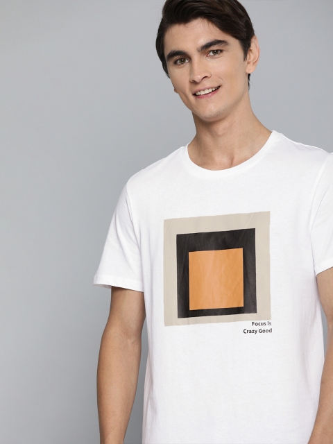 

Mast Harbour Men White Printed Round Neck Pure Cotton T-shirt