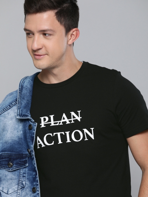 

Mast & Harbour Men Black Printed Round Neck T-shirt