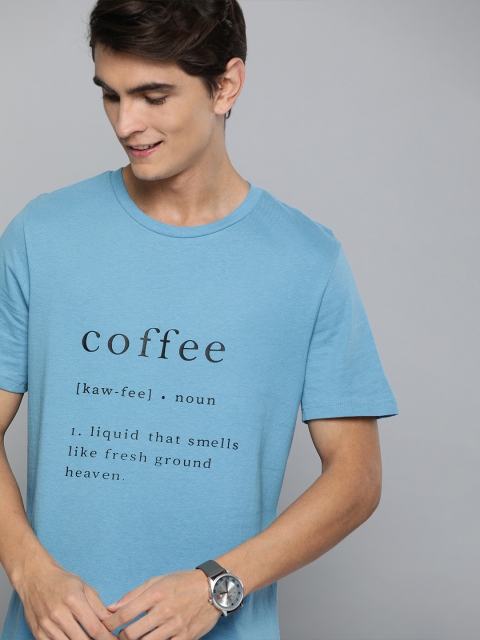 

Mast & Harbour Men Blue Printed Round Neck T-shirt