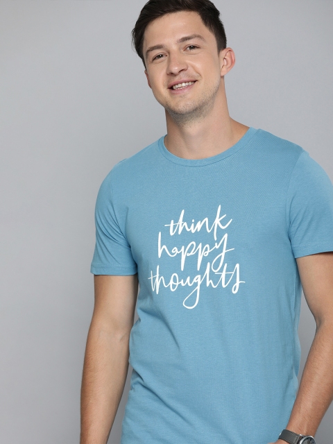 

Mast & Harbour Men Blue Printed Round Neck T-shirt