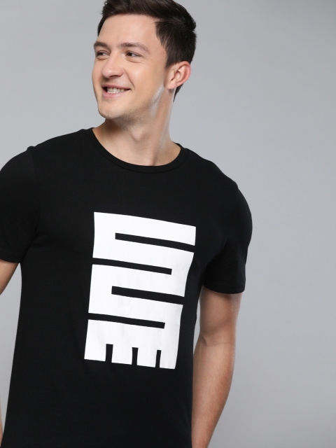 

Mast & Harbour Men Black Printed Round Neck T-shirt