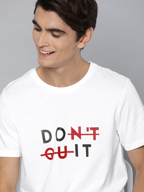 

Mast & Harbour Men White Printed Round Neck T-shirt