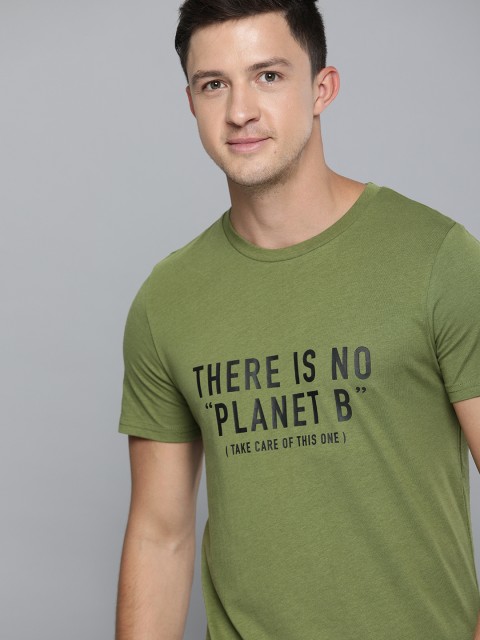 

Mast & Harbour Men Olive Green Printed Round Neck T-shirt
