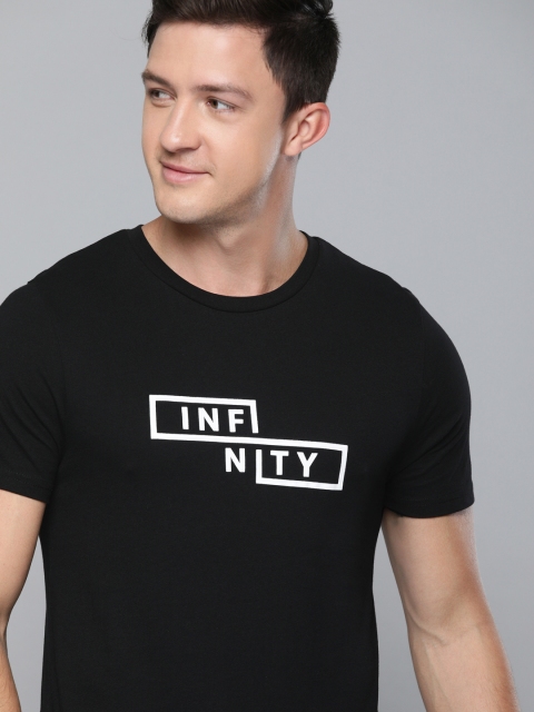 

Mast Harbour Men Black Printed Round Neck Pure Cotton T-shirt
