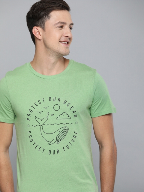 

Mast & Harbour Men Green Printed Round Neck T-shirt