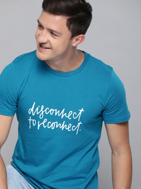 

Mast & Harbour Men Blue Printed Round Neck T-shirt