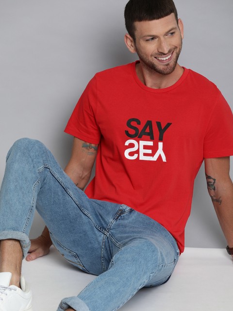 

Mast & Harbour Men Red Printed Round Neck T-shirt