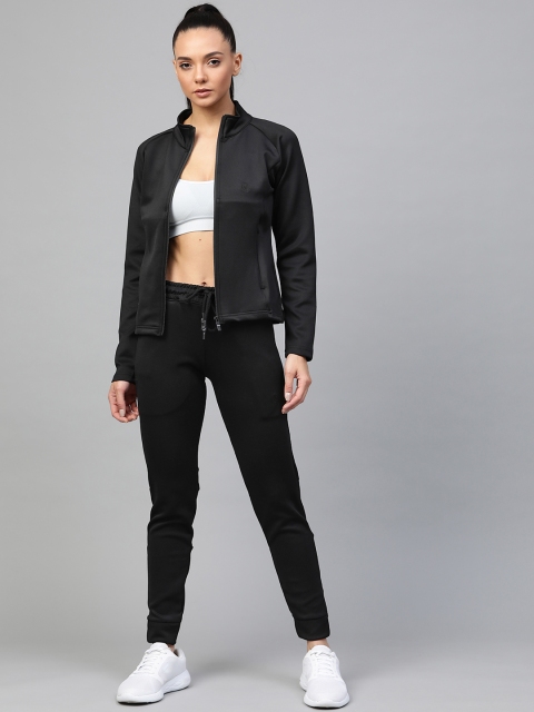 

Chkokko Women Black Solid Training Tracksuit