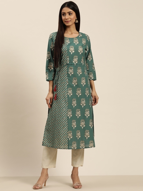 

Sangria Women Green Ethnic Motifs Printed Kurta