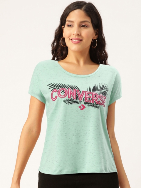 

Converse Women Sea Green Printed Round Neck T-shirt