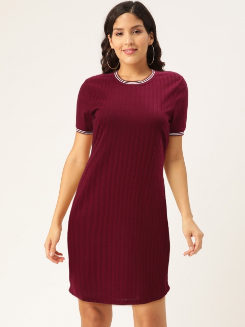 

Converse Women Maroon Self-Striped T-shirt Dress