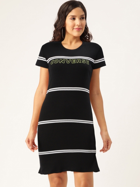 

Converse Women Black & White Striped T-shirt Dress