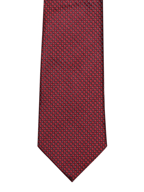 

Marks & Spencer Maroon & Black Silk Geometric Patterned Broad Tie