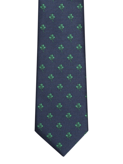 

Marks & Spencer Navy Blue & Green Clover Patterned Broad Tie