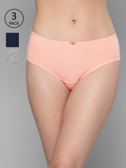 

Mast & Harbour Women Pack of 3 Solid Hipster Briefs MNH-COO-HIP-007, Peach
