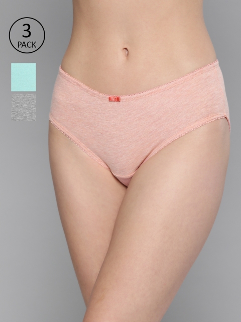 

Mast & Harbour Women Pack of 3 Solid Hipster Briefs MNH-COO-HIP-003, Grey melange