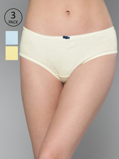 

Mast & Harbour Women Pack of 3 Solid Hipster Briefs MNH-COO-HIP-006, Yellow