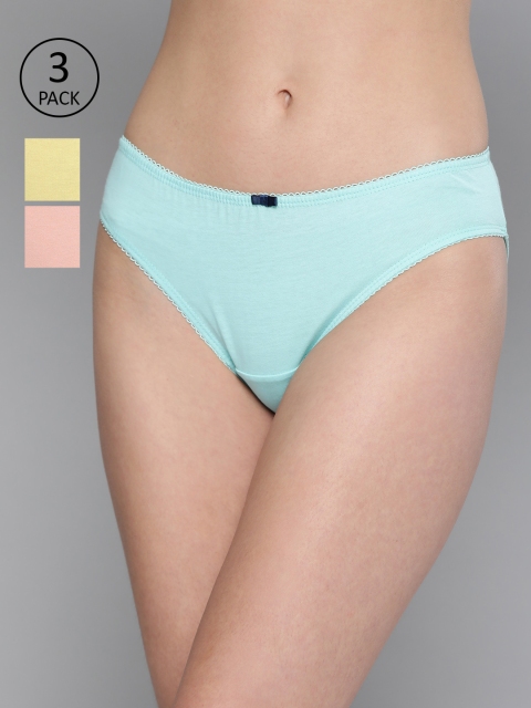

Mast & Harbour Women Pack of 3 Pure Cotton Solid Bikini Briefs MNH-COO-BIK-012, Yellow