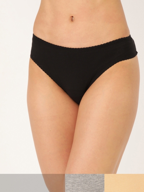 

DressBerry Women Pack of 3 Solid Bikini Briefs DB-COO-BIK-012, Beige