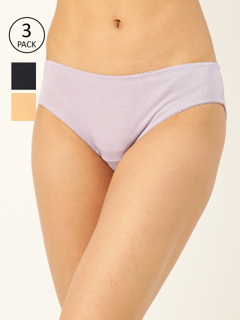 

DressBerry Women Pack Of 3 Solid Pure Cotton Basic Briefs DB-COO-BIK-016, Navy blue