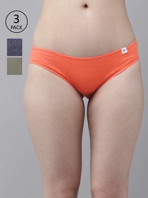 

Roadster Women Pack of 3 Solid Bikini Briefs RDST-COO-BIK-005, Coral