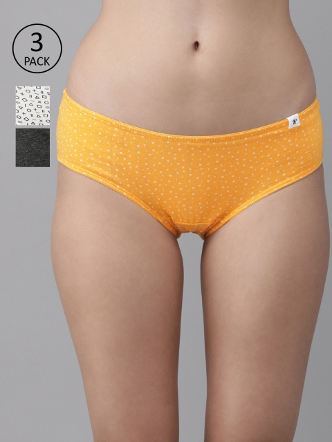 

Roadster Women Pack of 3 Hipster Briefs, Yellow