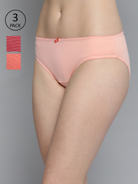 

Mast & Harbour Women Pack of 3 Pure Cotton Hipster Briefs MNH-COO-BIK-PRINT003, Red