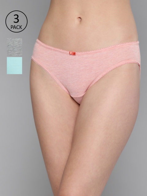 

Mast & Harbour Women Pack of 3 Solid Bikini Briefs MNH-COO-BIK-003, Peach