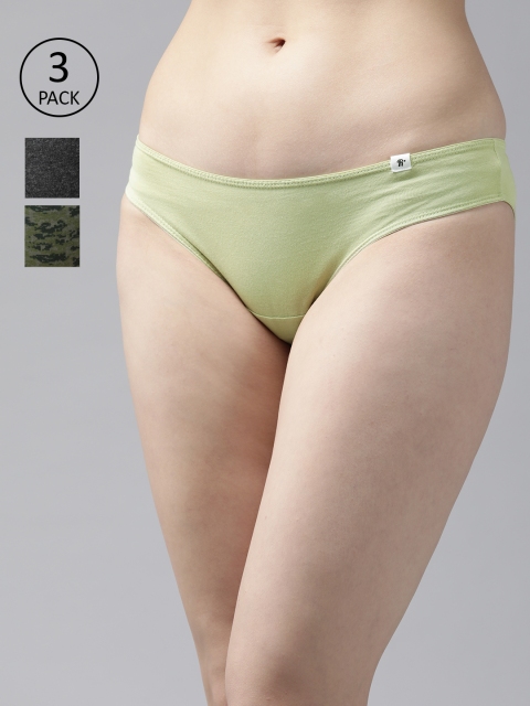 

Roadster Women Pack of 3 Mid Rise Bikini Briefs RDST-COO-BIK-PRINT010, Charcoal