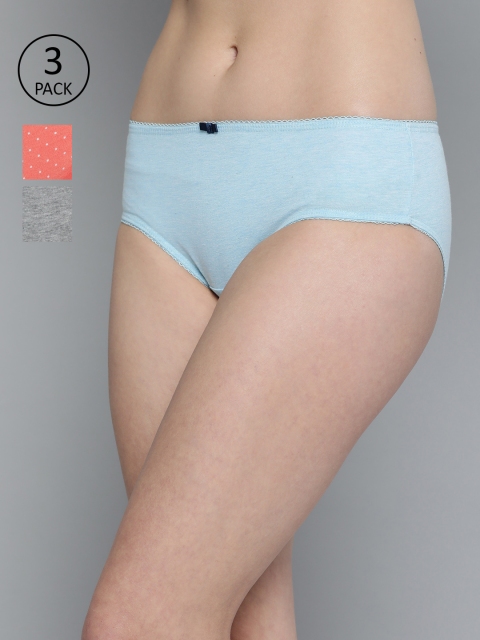 

Mast & Harbour Women Pack of 3 Hipster Briefs MNH-COO-HIP-PRINT008, Blue