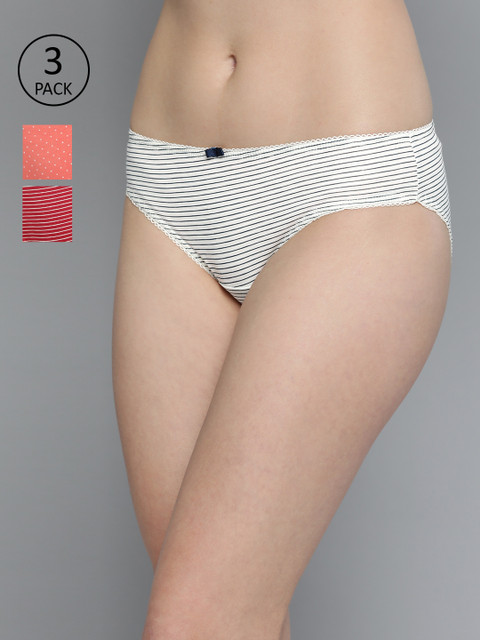 

Mast & Harbour Women Pack of 3 Pure Cotton Hipster Briefs MNH-COO-BIK-PRINT006, Red