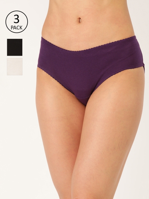 

DressBerry Women Pack of 3 Pure Cotton Solid Bikini Briefs DB-COO-BIK-004, White
