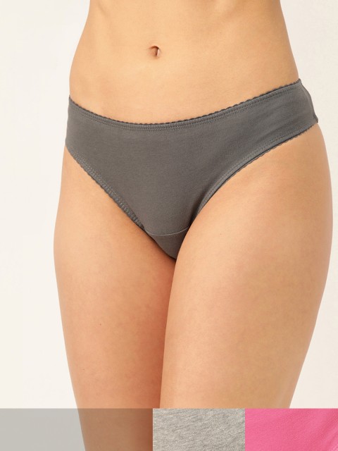 

DressBerry Women Pack of 3 Solid Basic Briefs DB-COO-BIK-008, Grey