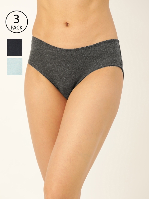

DressBerry Women Pack of 3 Solid Pure Cotton Hipster Briefs DB-COO-HIP-020, Navy blue