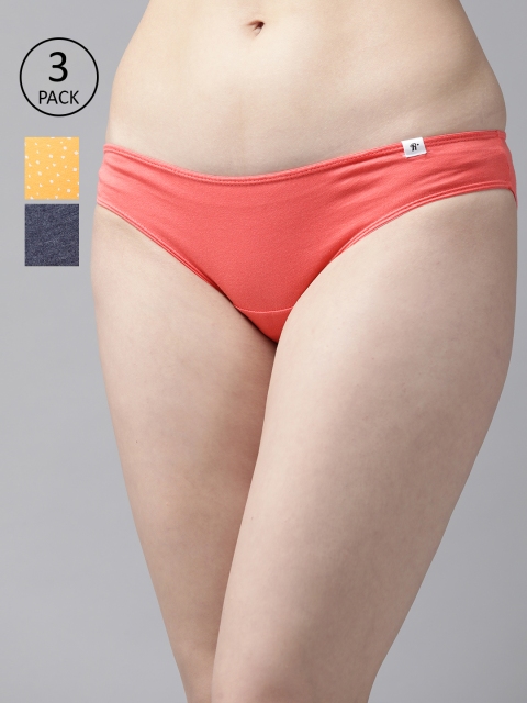 

Roadster Women Pack of 3 Mid Rise Bikini Briefs RDST-COO-BIK-PRINT009, Charcoal