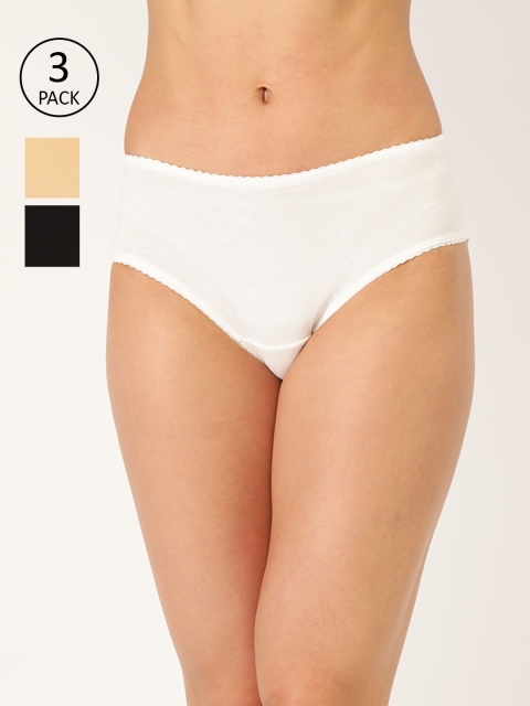 

DressBerry Women Pack of 3 Pure Cotton Solid Hipster Briefs DB-COO-HIP-001, Beige