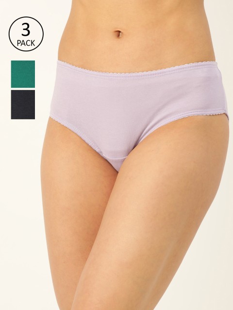 

DressBerry Women Pack of 3 Solid Pure Cotton Hipster Briefs DB-COO-HIP-003, Green