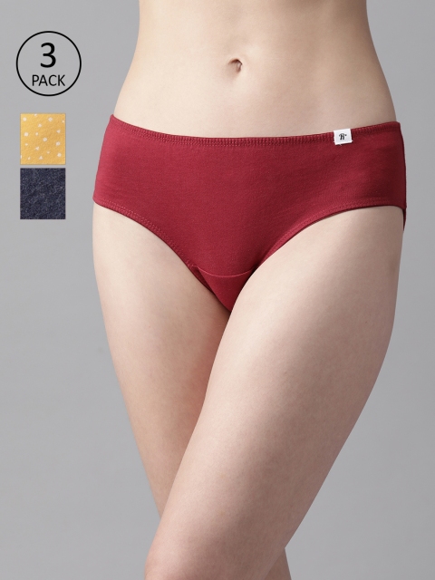 

Roadster Women Pack of 3 Hipster Briefs RDST-COO-HIP-PRINT003, Maroon