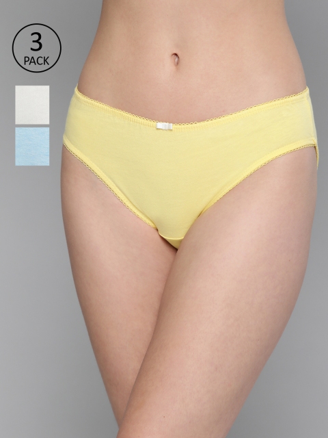

Mast & Harbour Women Pack of 3 Solid Bikini Briefs MNH-COO-BIK-006, Blue