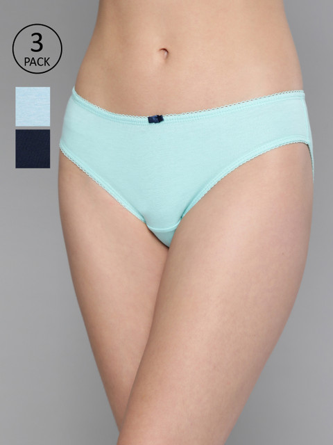 

Mast & Harbour Women Pack of 3 Solid Bikini Briefs MNH-COO-BIK-009, Sea green