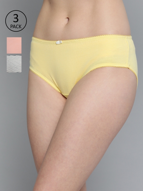 

Mast & Harbour Women Pack of 3 Pure Cotton Hipster Briefs MNH-COO-HIP-PRINT007, White