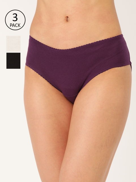 

DressBerry Women Pack of 3 Pure Cotton Solid Hipster Briefs DB-COO-HIP-004, White