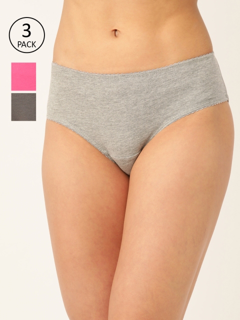 

DressBerry Women Pack Of 3 Solid Hipster Briefs DB-COO-HIP-008, Grey
