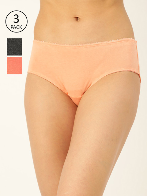 

DressBerry Women Pack of 3 Solid Pure Cotton Hipster Briefs DB-COO-HIP-015, Coral
