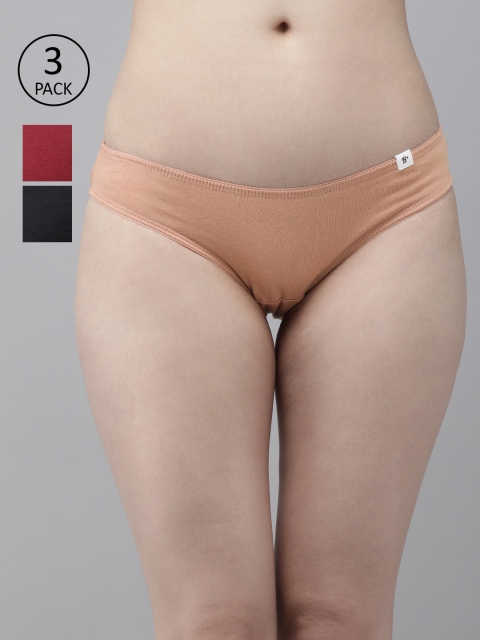 

Roadster Women Pack of 3 Solid Bikini Briefs RDST-COO-BIK-002, Peach