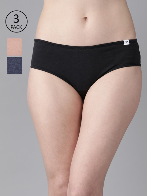 

Roadster Women Pack of 3 Solid Hipster Briefs RDST-COO-HIP-008, Navy blue