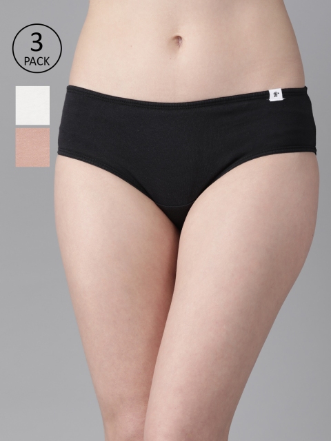 

Roadster Women Pack of 3 Pure Cotton Solid Hipster Briefs RDST-COO-HIP-001, Beige