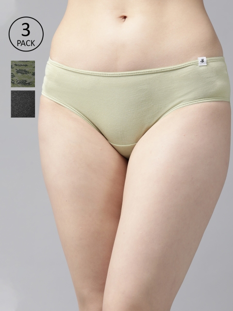 

Roadster Women Pack of 3 Mid Rise Bikini Briefs RDST-COO-HIP-PRINT010, Charcoal