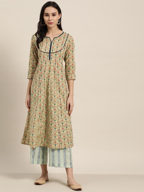 

Sangria Women Green & Orange Printed Kurta with Palazzos