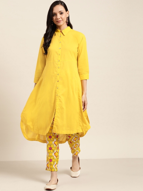 

Sangria Women Yellow & Red Solid Kurta with Trousers